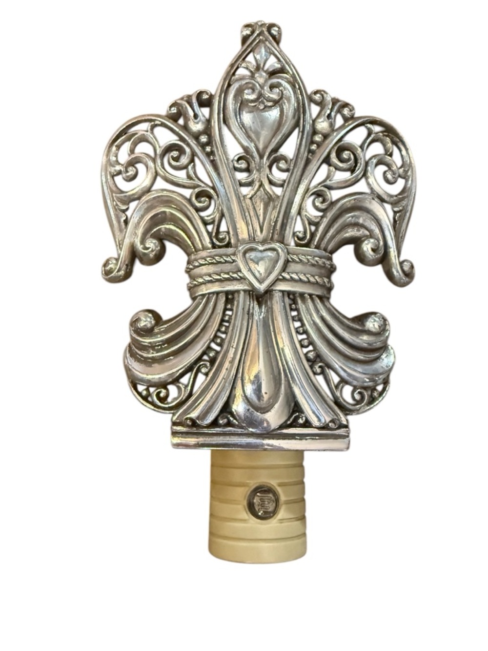 Brighton Silver Fleur-de-Lis Wall Night Light Accent
